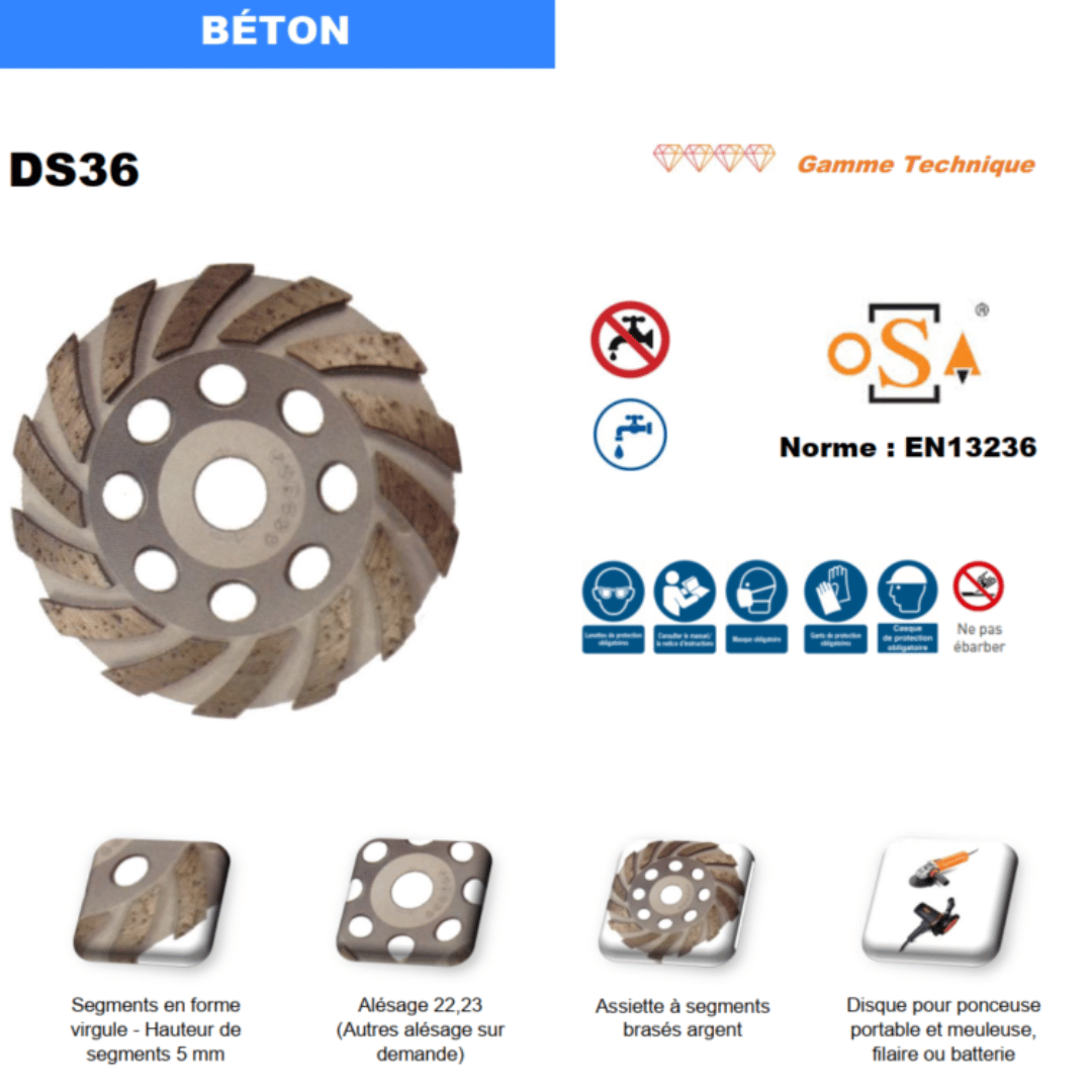 Plateau de ponçage diamant GÖLZ DS36 – Béton & pierre – Image 2