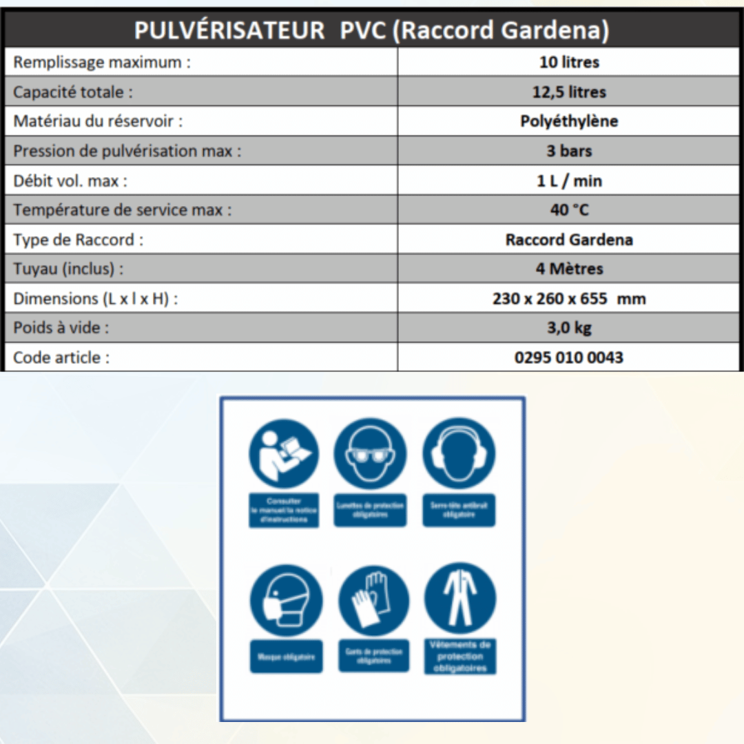 Pulvérisateur GÖLZ – PVC – Raccord Gardena – Pression 3 bars – 10 L – Image 3