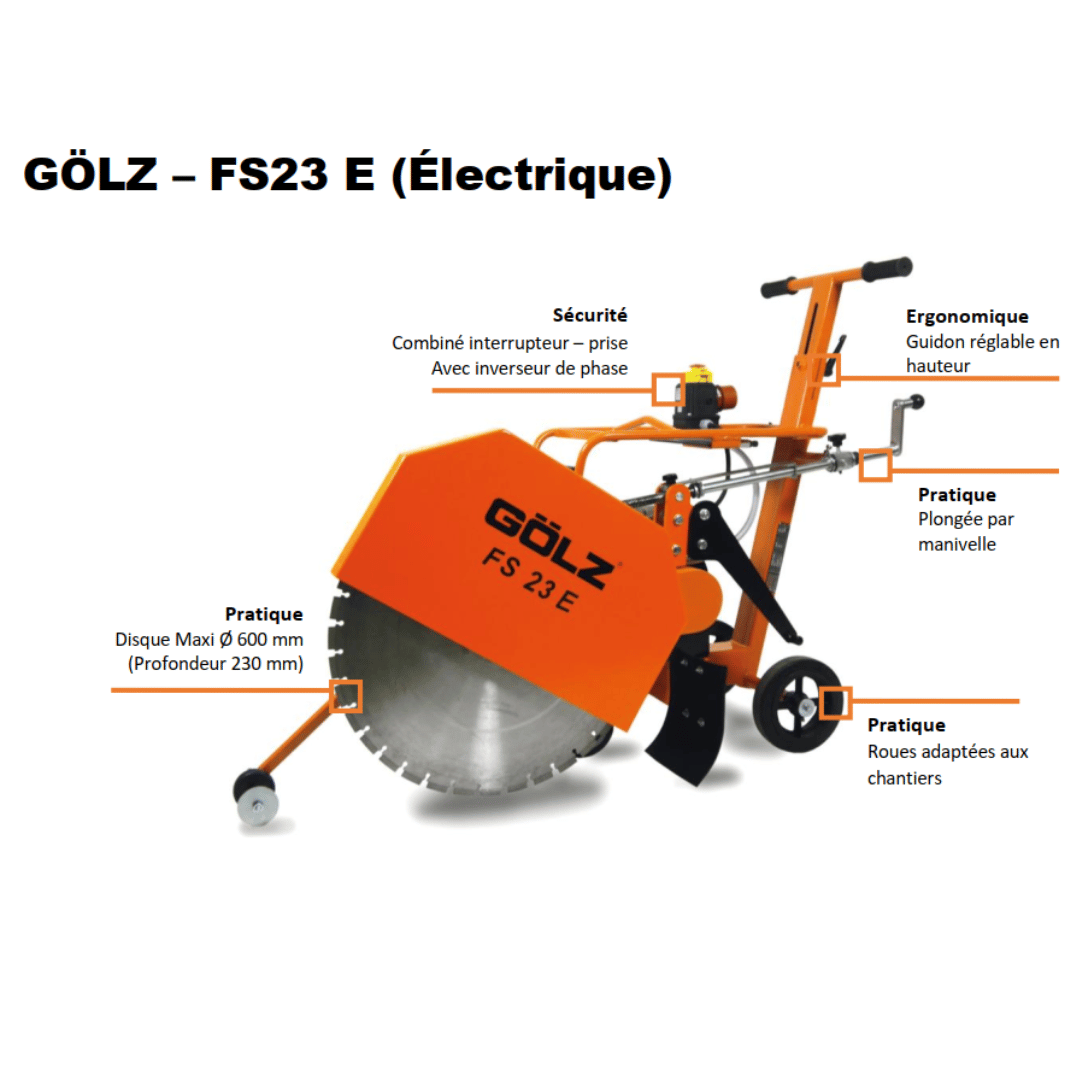 Scie à sol électrique – GÖLZ FS23 E compacte à disque 600 mm – Image 3