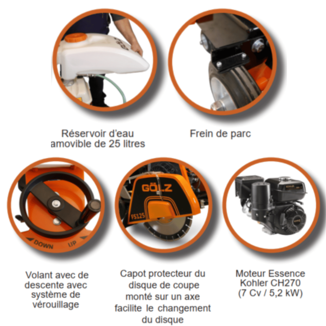 Scie à sol GÖLZ FS125 – Moteur Kohler CH270 – Ø 350 mm – 7 CV – Image 3