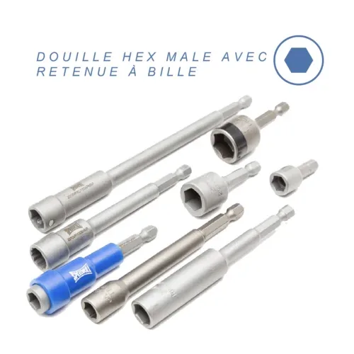 Douilles HEX MALE AVEC RETENUE À BILLE